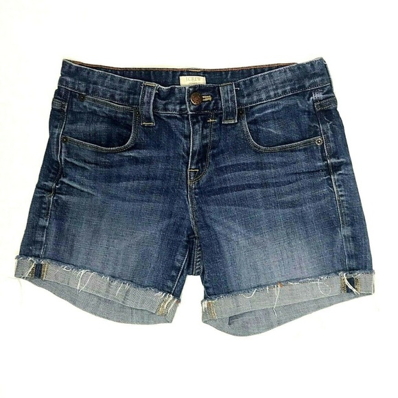 J Crew Factory 00 Cuffed Denim Jean Short GUC - Picture 2 of 8